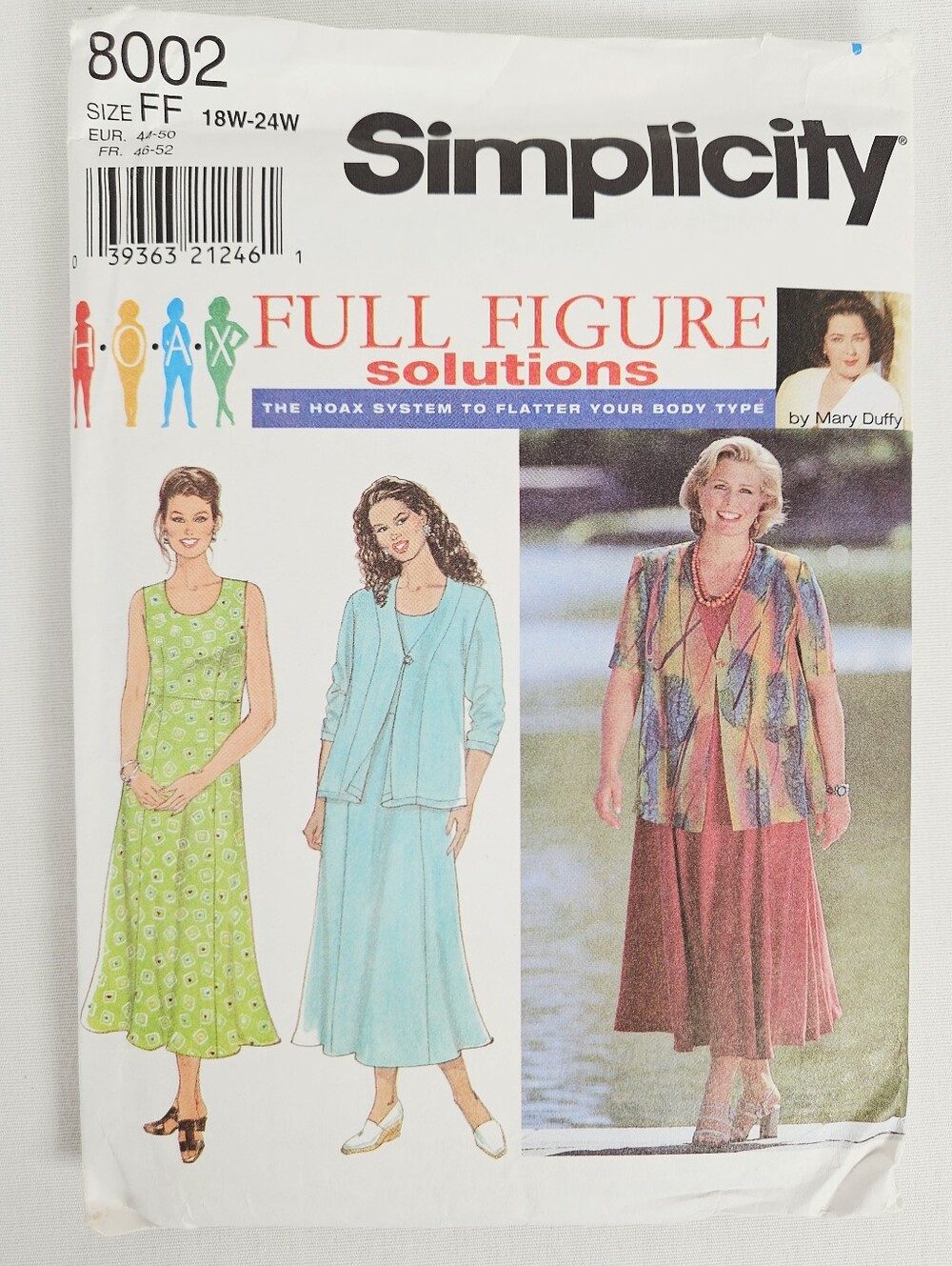 Simplicity 8002 Full Figure Dress Jacket Pattern 18W-24W Uncut 1997